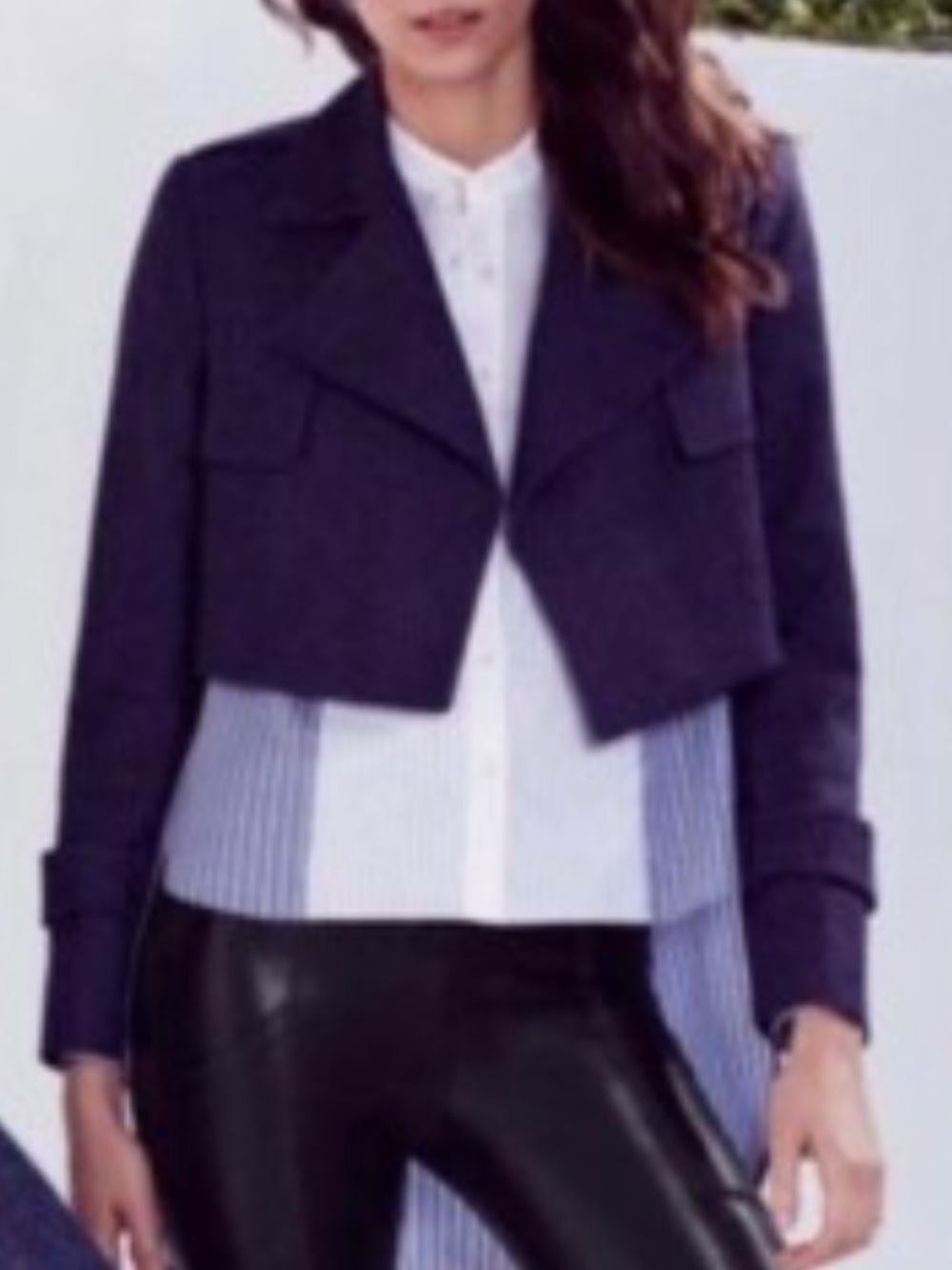 BCBGMaxAzria Gerard Denim Midnight Blue Cropped Blazer/Jacket. Size M